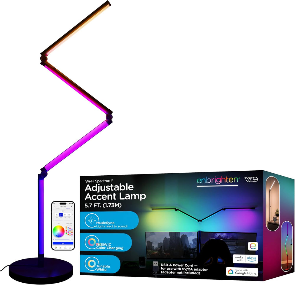 Enbrighten Vibe RGBWIC Smart Foldable Floor Lamp with Music Sync