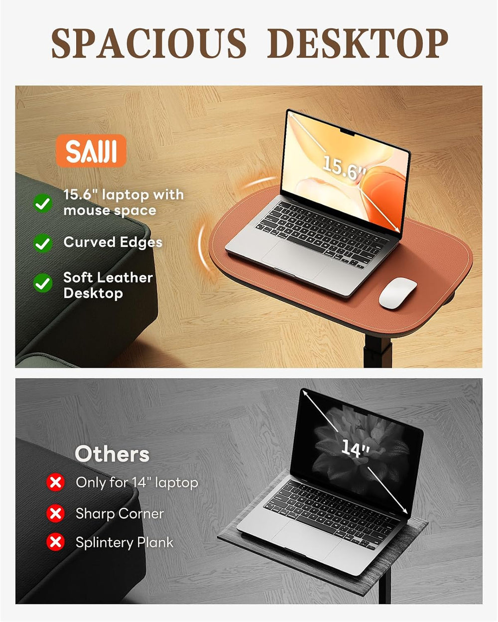 SAIJI Swivel Top TV Tray Table for Living Room Eating and Laptops