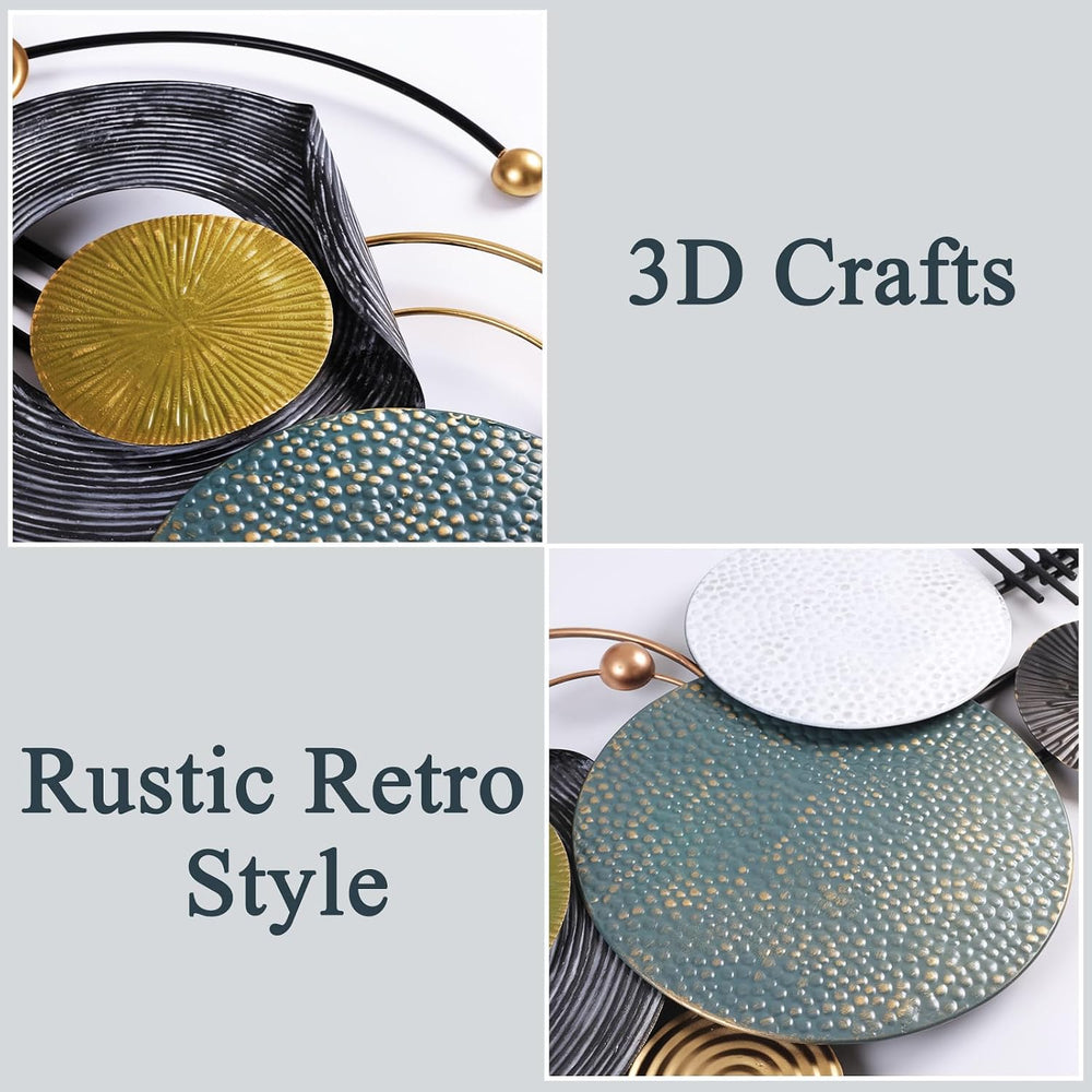 Large Modern Abstract Metal Wall Art for Living Room, 59"x21" 3D Wa...
