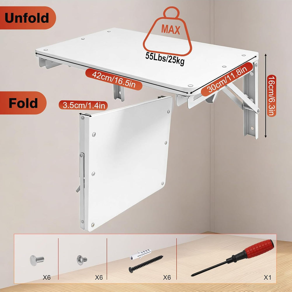 Folding Shelf Wall Mounted, 16.5inches Floating Desk for Small Space