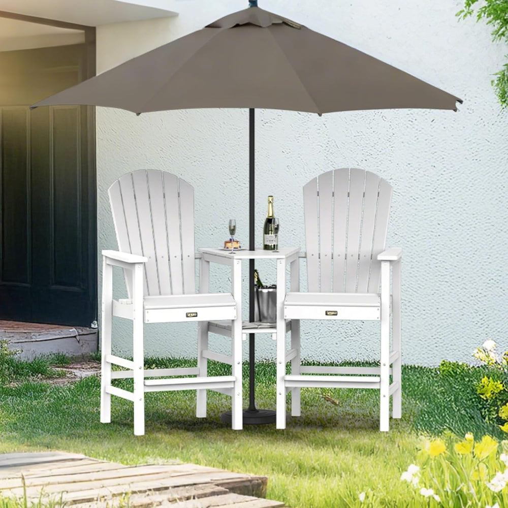 VINGLI Tall Adirondack Chairs Set of 2 with Dual Trays, All-Weather HDPE Outd...