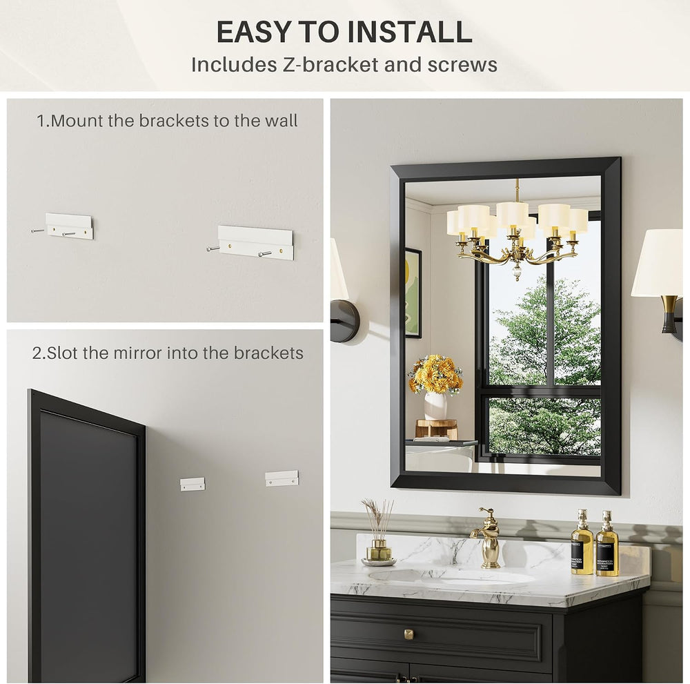 Briivue 22X30 Black Bathroom Mirror for Over Sink, 2-Pack