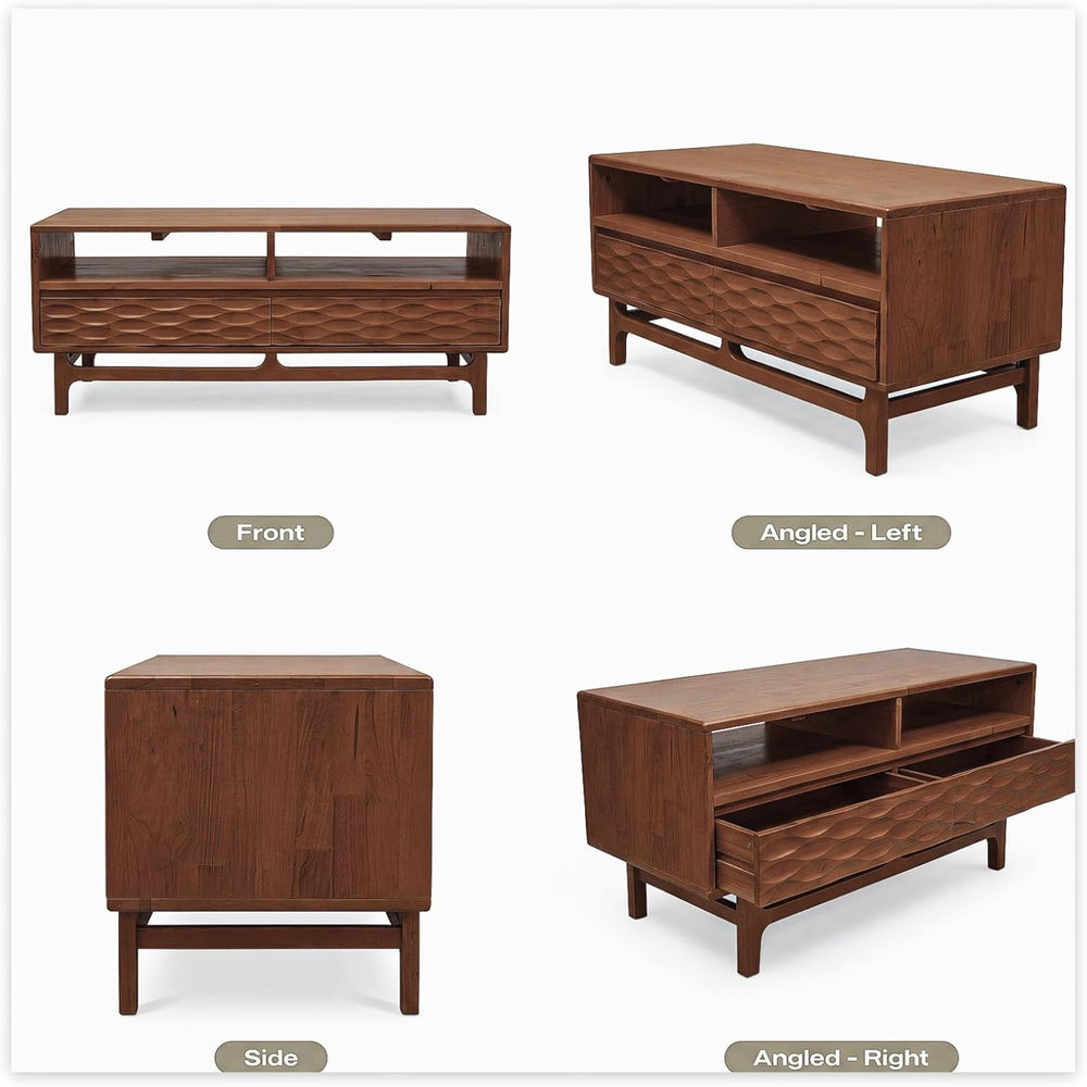 Acacia Elara 47" Wood Coffee Table with Open Shelf & 2 Drawers, Walnut