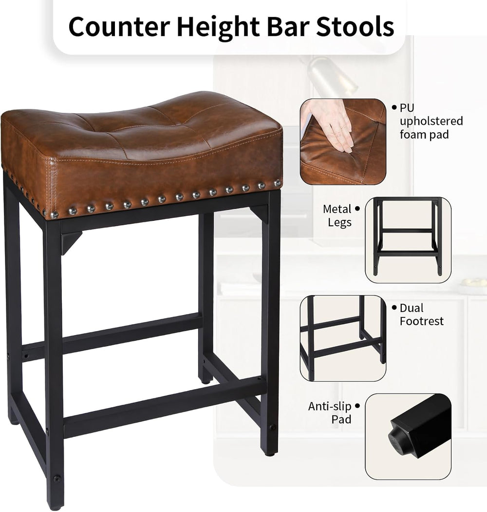 Bar Stools Set of 2, Counter Height Bar Stools for Kitchen Counter, 24 Inch S...