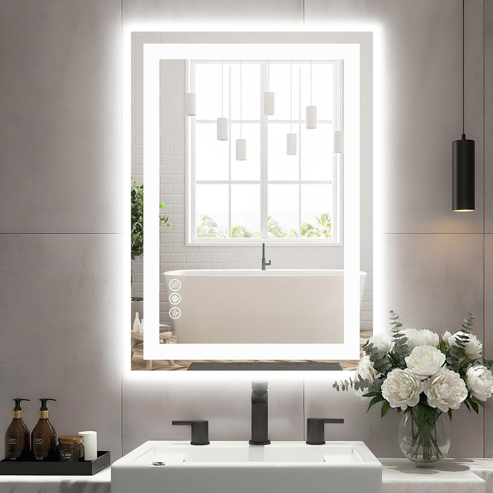 Sweetcrispy 24"x 32" Smart Anti-Fog LED Bathroom Mirror with Lights...