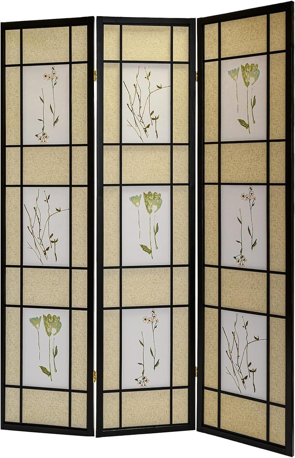Legacy Decor Room Divider, Folding Privacy Screen, Black - 3-Panel