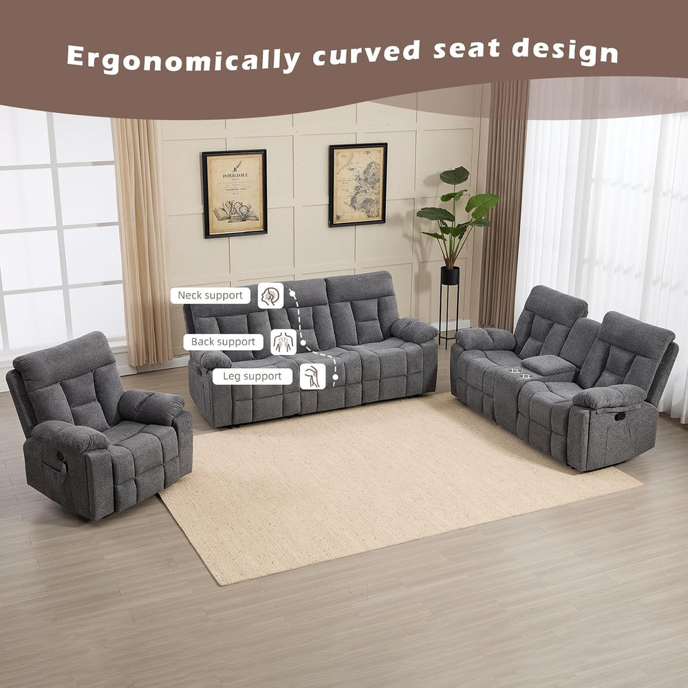CANMOV Reclining Sofa Set, 3 Pieces Recliner Sofa Set, Power Lift Recliner Ch...