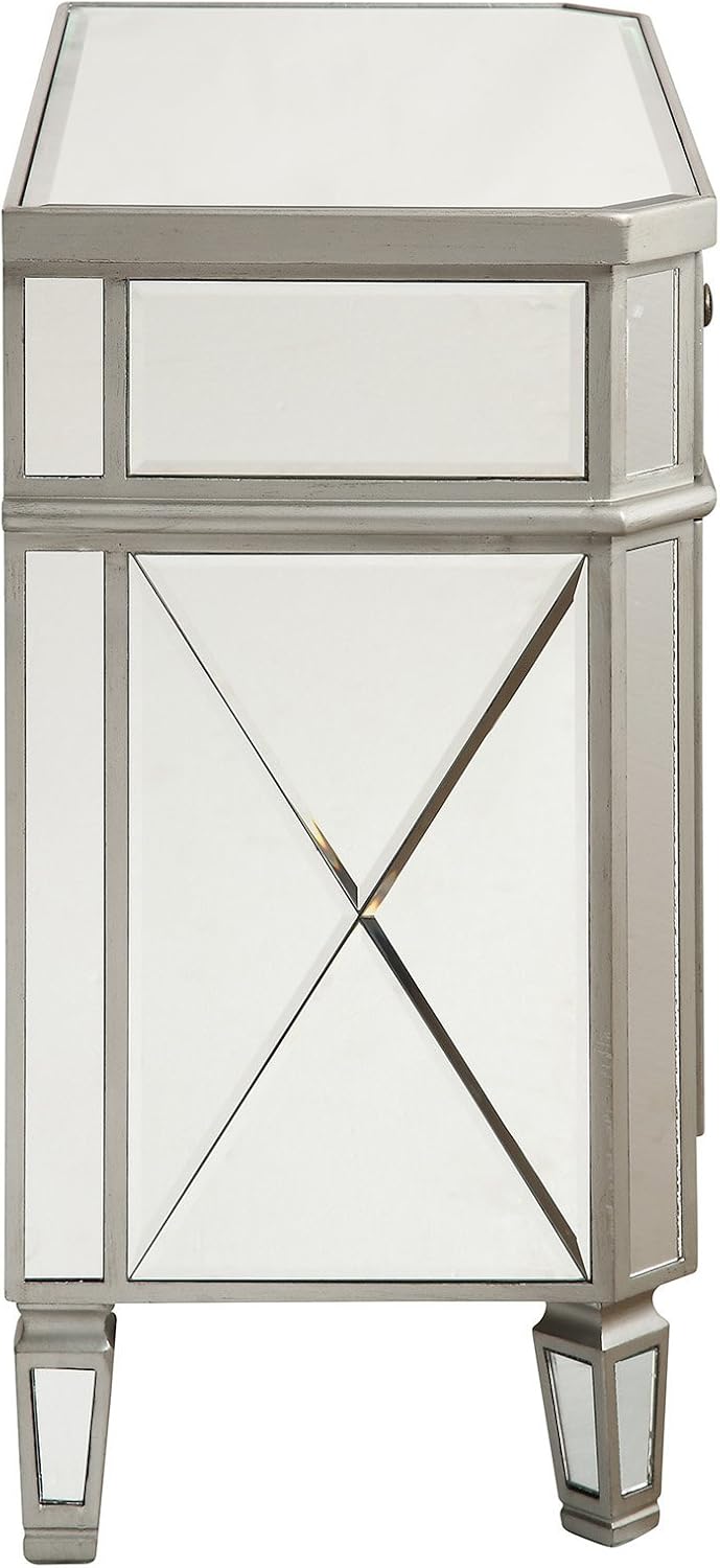 Elegant Lighting 3 Drawer 4 Door Cabinet in Silver Clear 60" x 14" ...