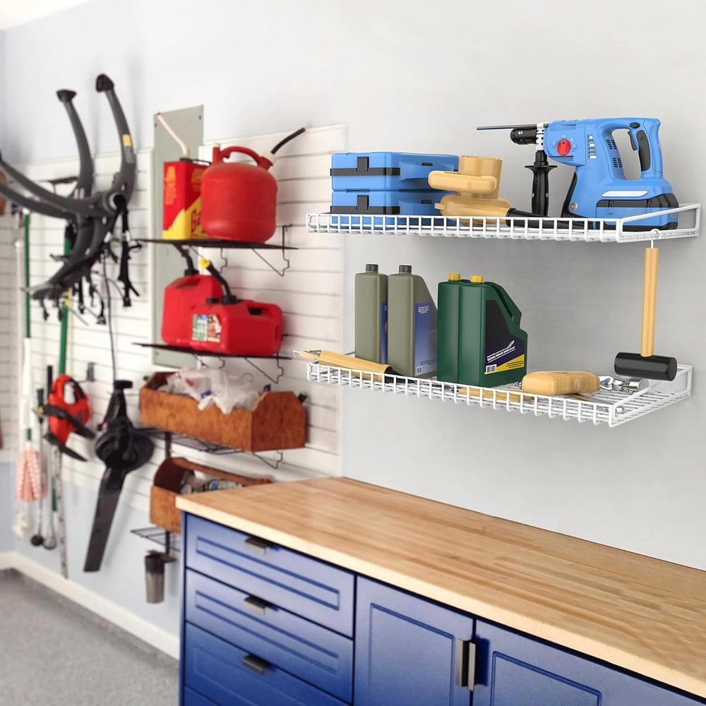 WALMANN 2-Pack Garage Wall Shelf, 23.5" x 12" Wall-Mounted Storage ...
