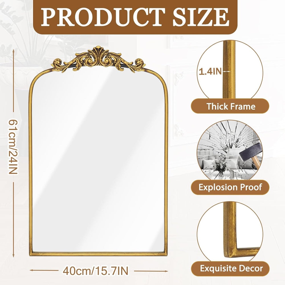 Vintage Mirror Gold Baroque Mirror Antique 16x24 Inches