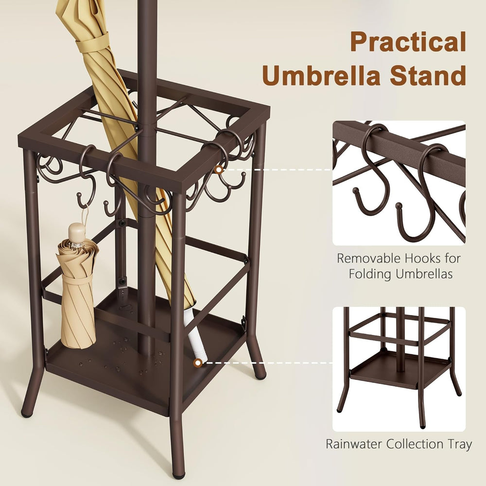 Hoctieon Coat Rack Freestanding, Coat Tree with Umbrella Holder