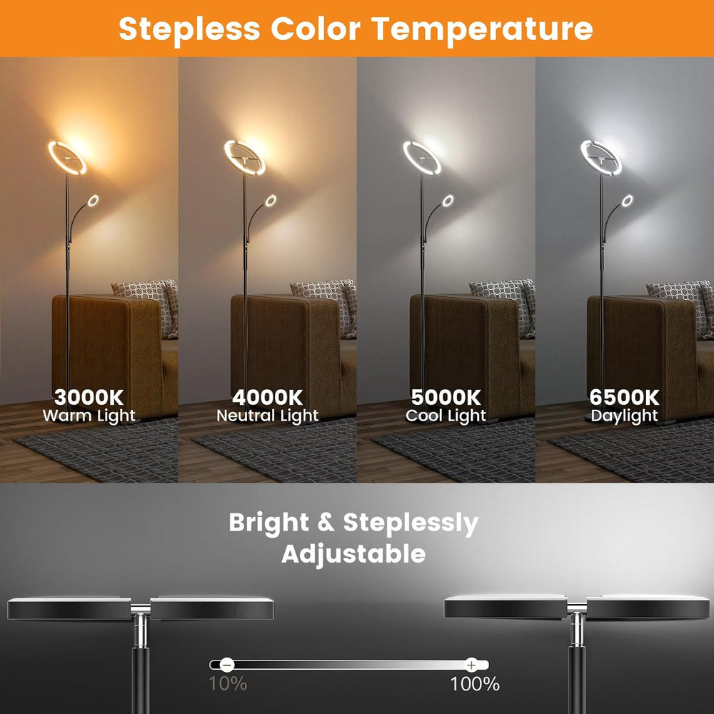 SIBRILLE LED Floor Lamp for Living Room - Modern Standing Lamp with Reading L...