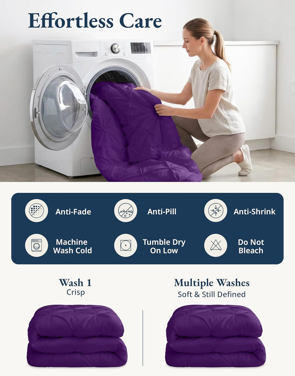 LANE LINEN 7 Piece California King Comforter Microfiber All Season - Purple