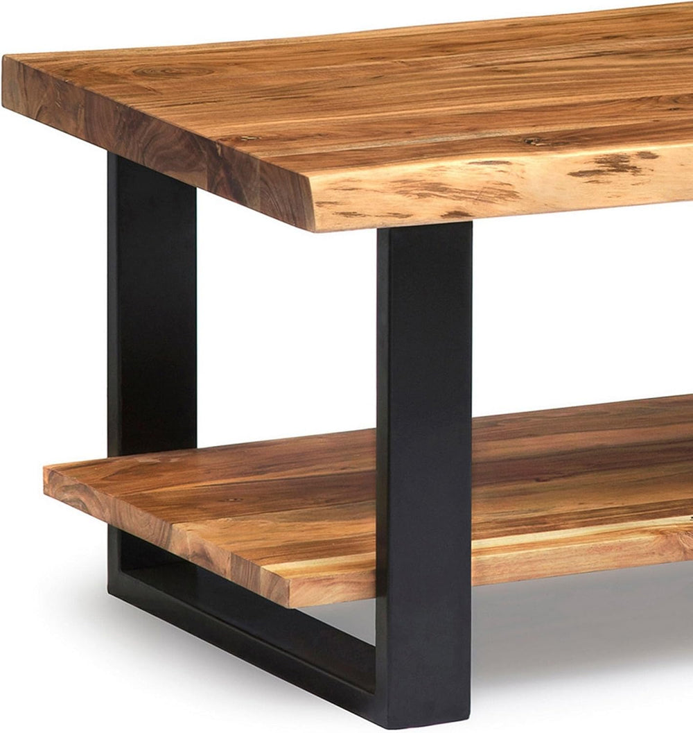 Alaterre Alpine 2-Tier Live Edge Coffee Table, Natural, 42” x 24” x 18”