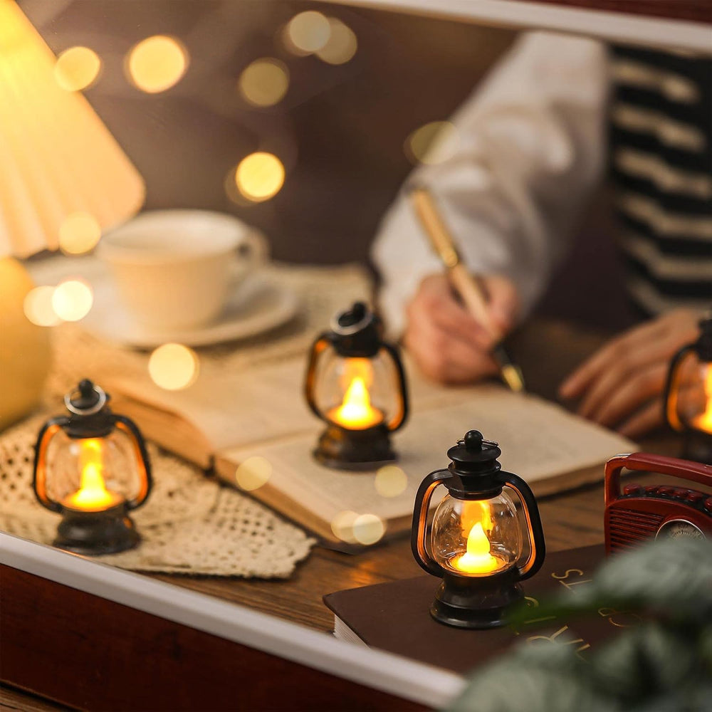 Ferraycle 24 Pcs Mini Lanterns Bulk 4 Inch Black Lamp Table Centerpieces