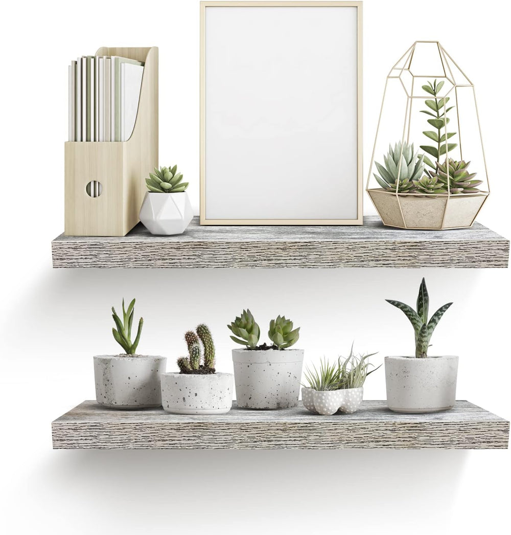 Sorbus Wood Floating Shelves for Wall (24 x 9 Inch, 2 Pack, Rustic)