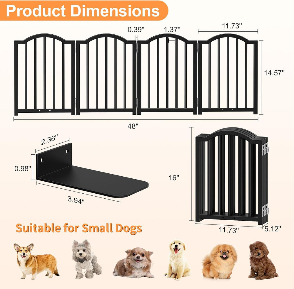 Snughome Short Dog Gate Indoor, 16" High Freestanding Small Dog Door Gat...