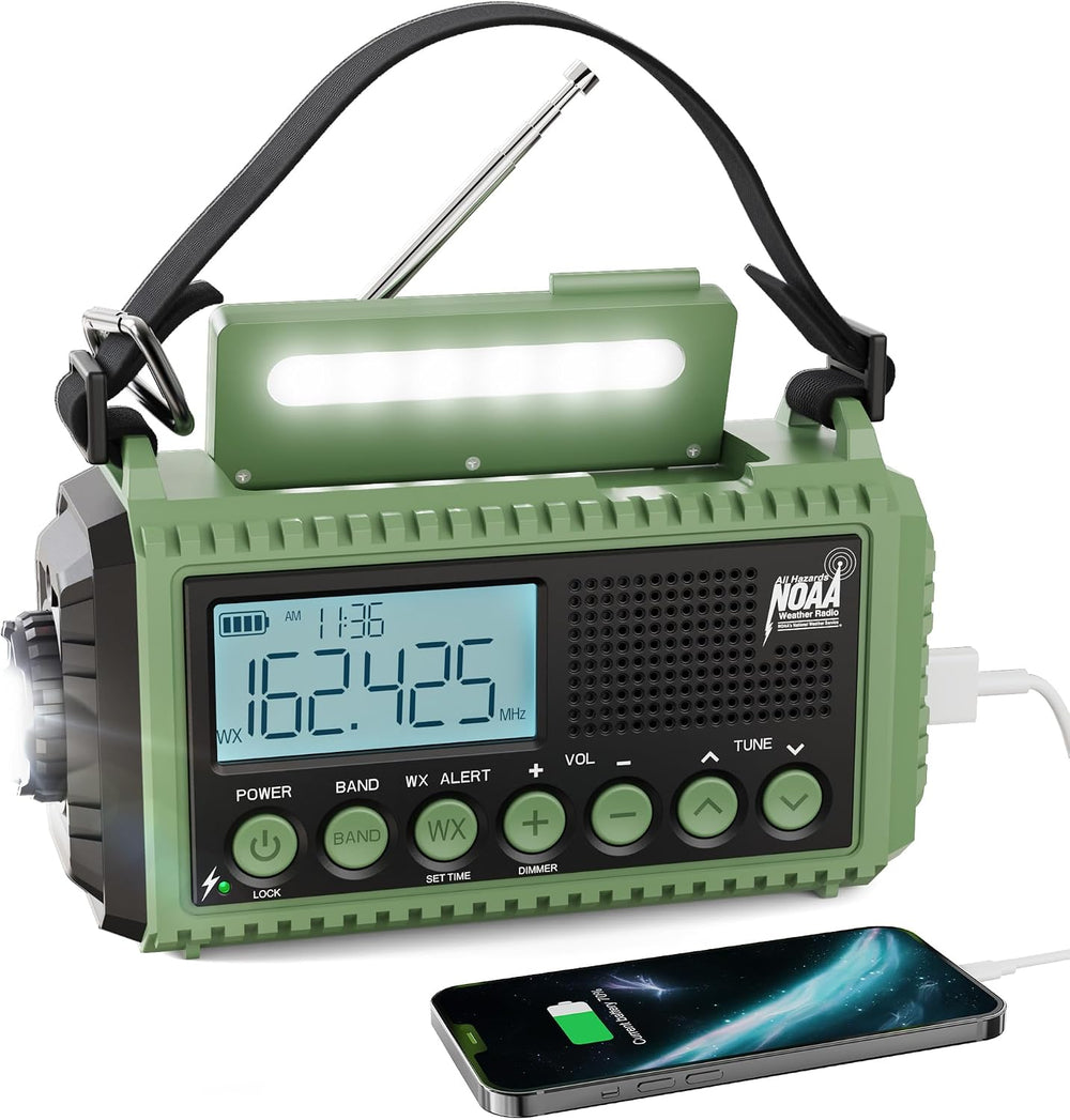 Raynic Emergency Radio, 12000mAh/44400mWh Battery Operated Weather Radio, Sol...