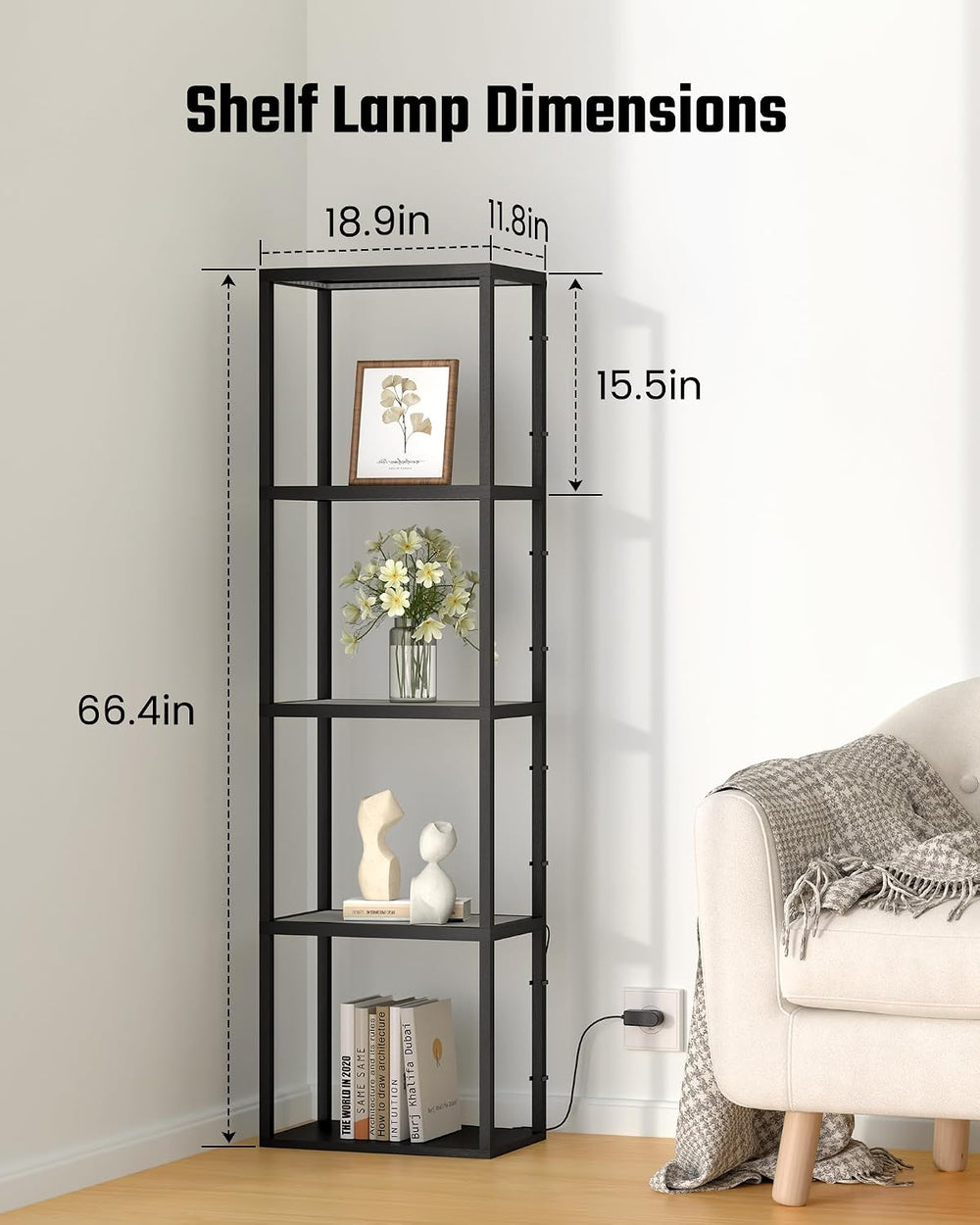 SUPERDANNY Display Cabinet with RGB Light, Remote/App Control, Dimmable LED