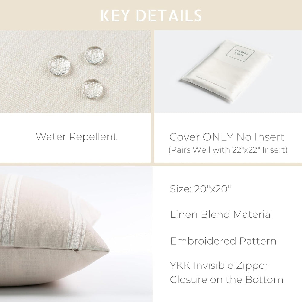 Crumbs Home Modern Farmhouse Fall Linen Indoor Outdoor Throw Pillow Cover Onl...
