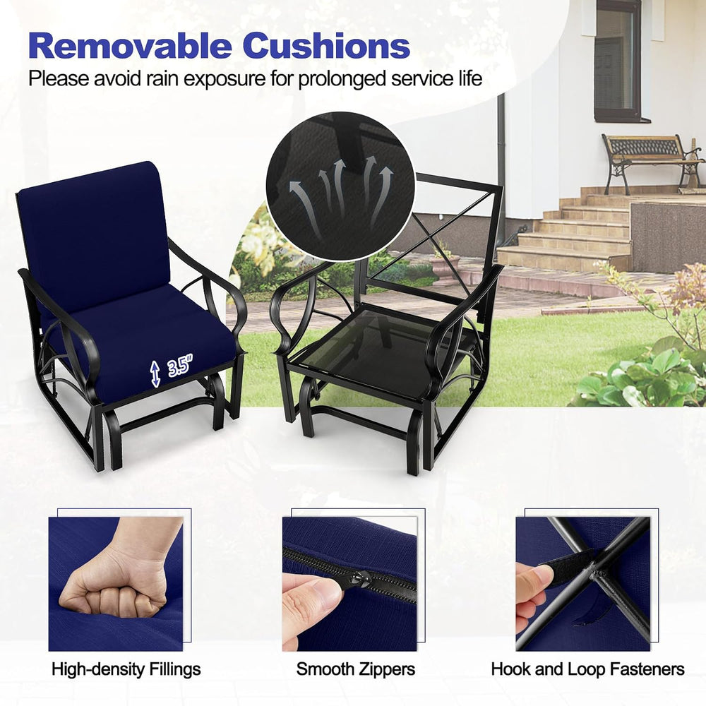Tangkula Outdoor Patio Glider, Metal Framed Gliding Chair with Cushion, Ergon...