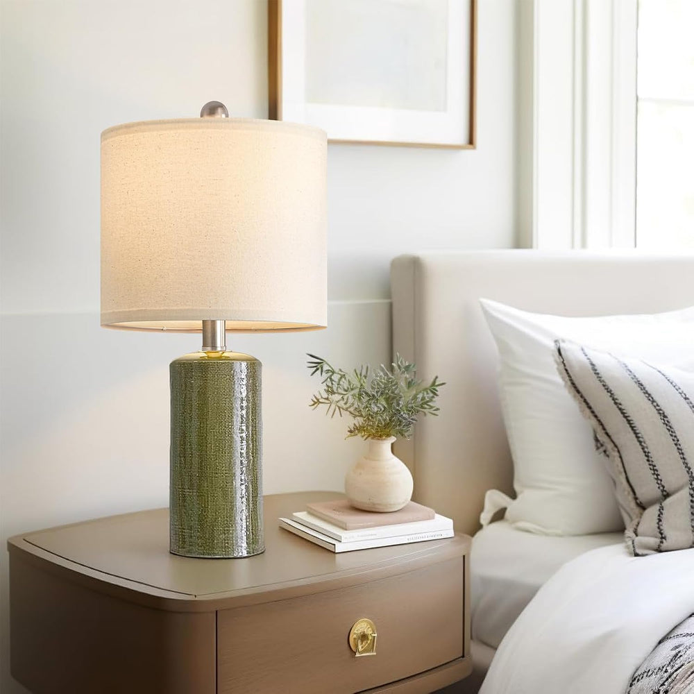 20.25" Small Single Table Lamp for Bedroom Modern Ceramic Nightstand Lamp