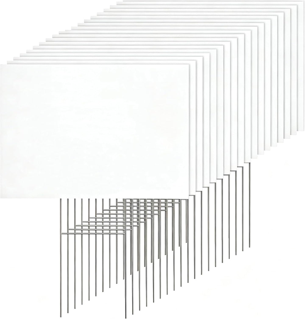 Blank Yard Signs with Metal Stakes, 20Pack 17x12 Inches Corrugated Plastic La...