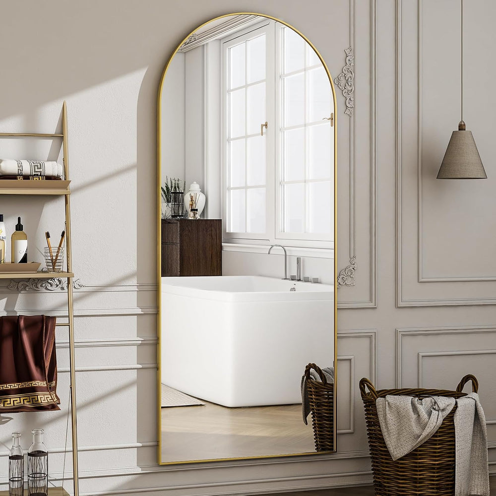 57" x 20" Arched Full Length Mirror - Wall Mounted/Floor Mirror Alu...