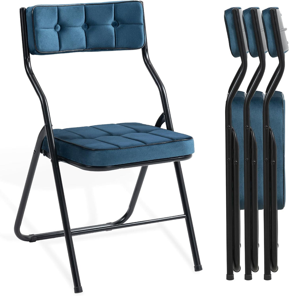 Padded Folding Chairs, Folding Chairs with Cushion Set of 4