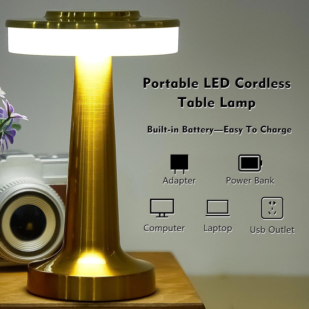 Riakrum 4 Pcs LED Cordless Table Lamp Bulk Rechargeable,Gold