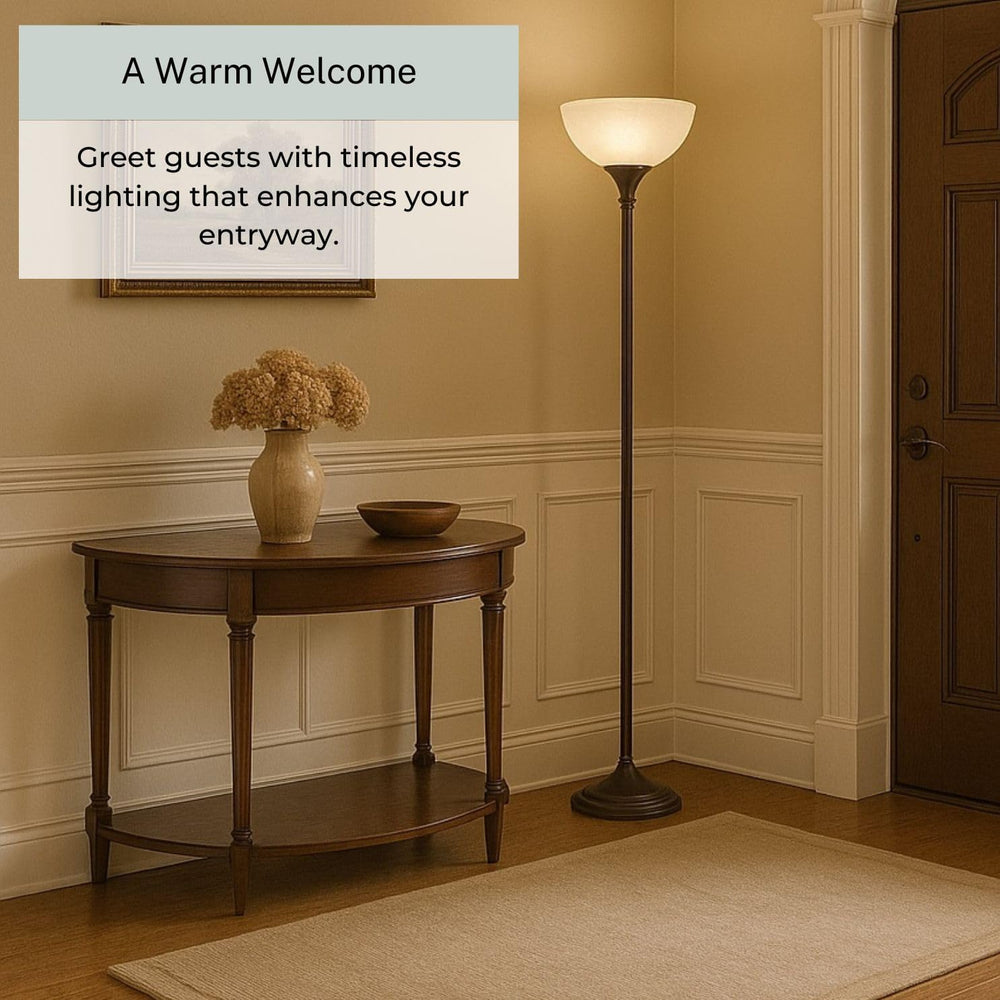 LIGHTACCENTS Bronze Floor Lamp, 72'' Torchiere with Glass Shade, Mode...