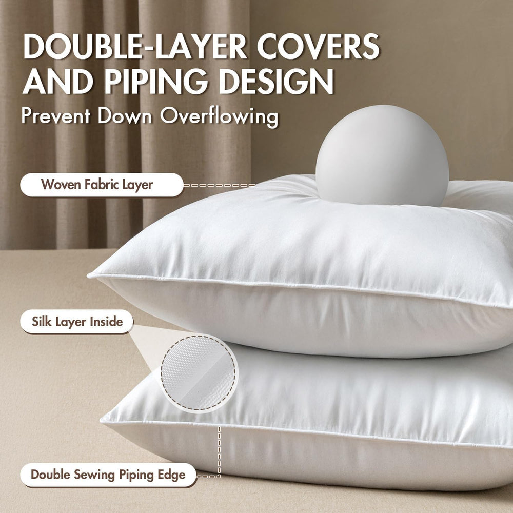 MIULEE 26x26 Euro Feather Down Pillow Inserts Set of 2 Fluffy for Chop Look