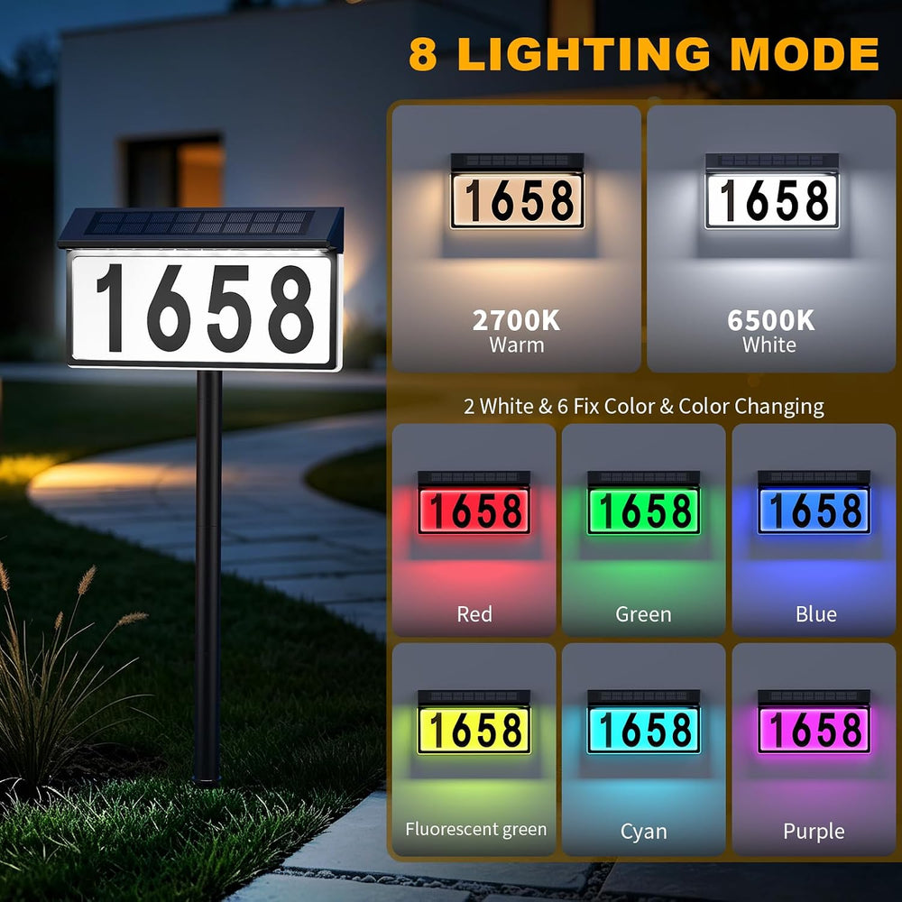 Solar Address Sign, Solar House Numbers for Outside Waterproof