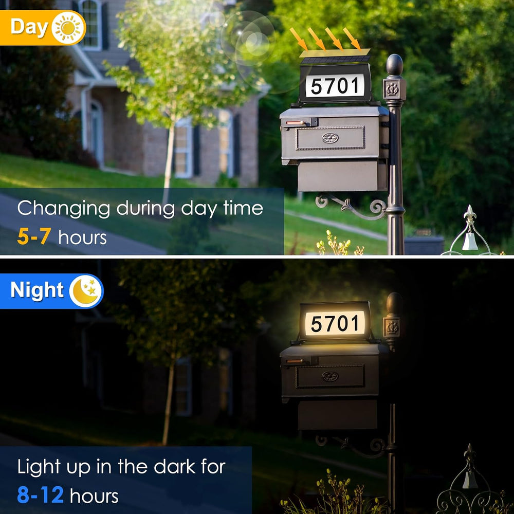 Solar Backlit Address Sign for Mailbox, House Number Plaque Double Side Illum...