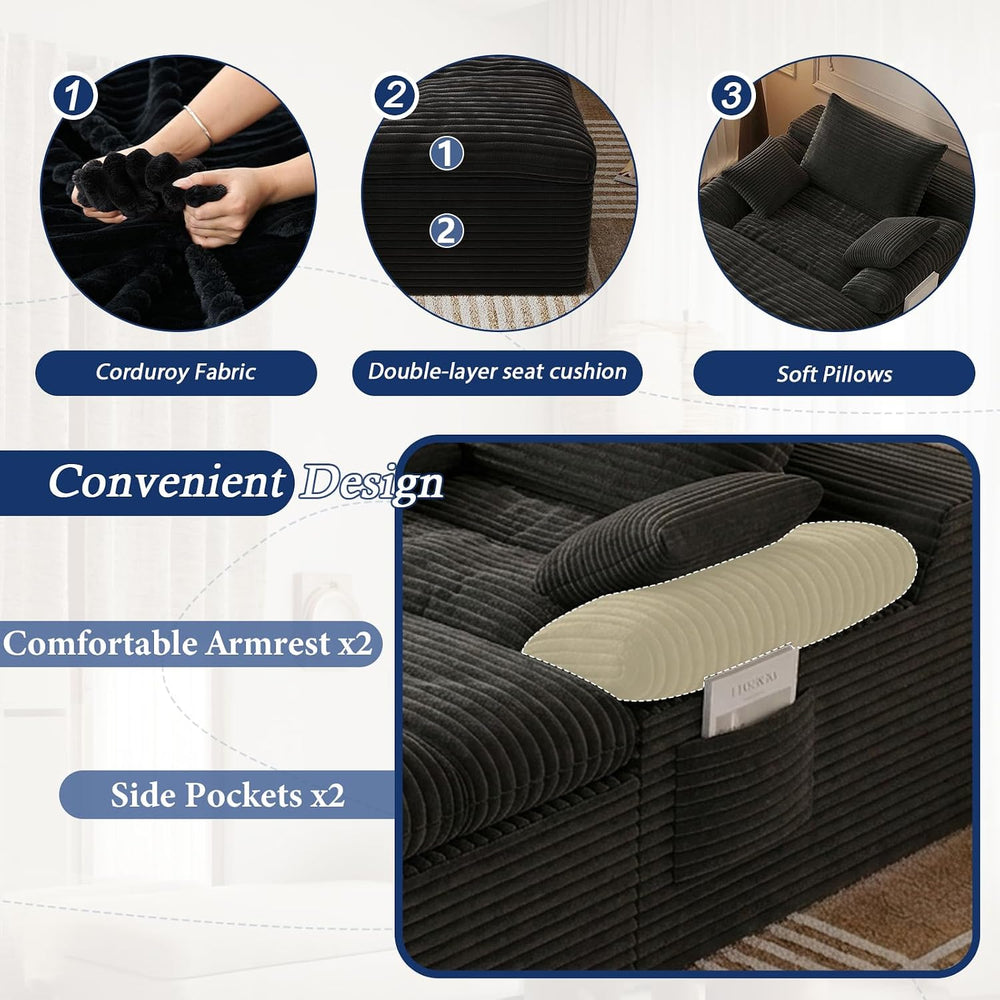 65" Chaise Lounge Chair Indoor, Oversized Boneless Chaise Lounge | No As...