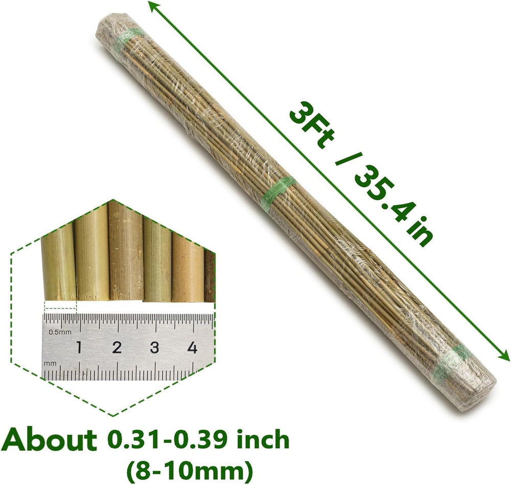 70 Pcs Bamboo Stakes, 3 Feet Natural Bamboo Garden Stakes for Plant, Garden B...