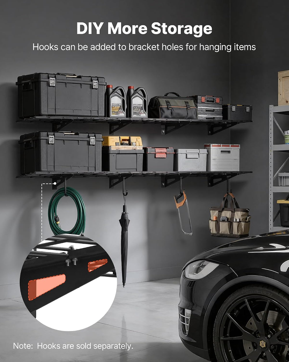 VEVOR 2-Pack Heavy Duty Garage Wall Shelving, 1 x 6 ft Steel Wall Mounted She...