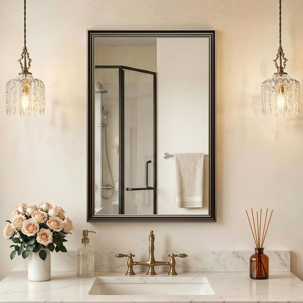 Retro Copper Effect Framed Large Wall Mirror,20x30 Decorative Mirror