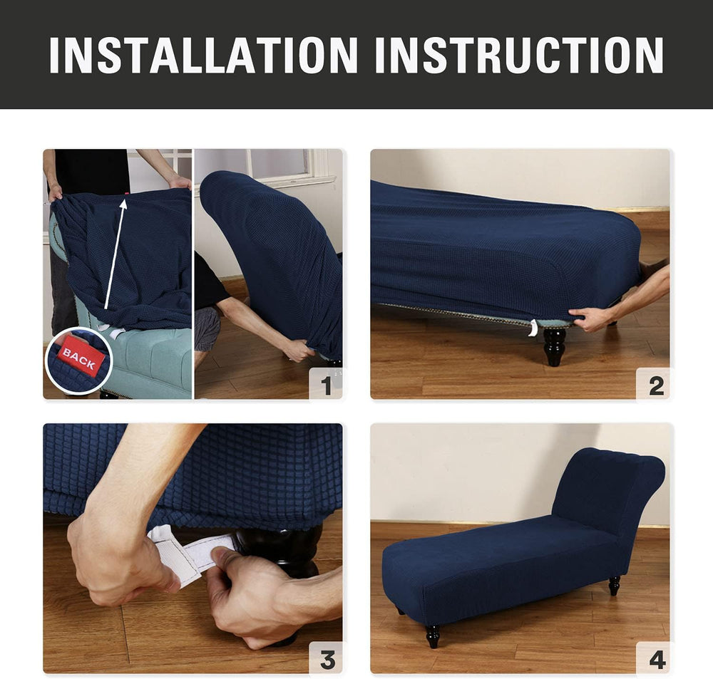 Armless Lounge Chaise Slipcover, Stretch Chaise Chair Covers for Living Room ...