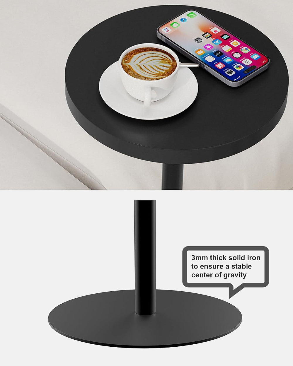 TUTOTAK Tall Round Side Table, Small End Table, Drink Table, Pedestal Table
