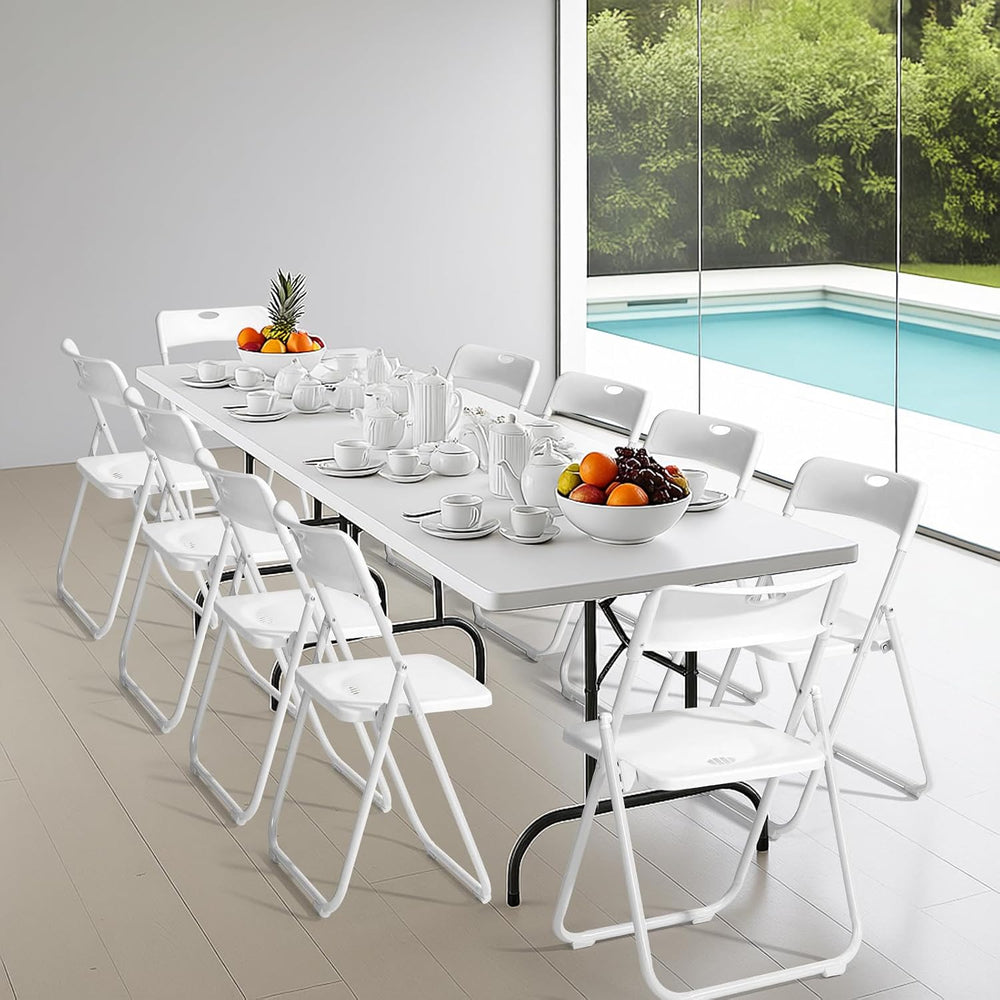 Karl home 10 PCS Plastic Folding Chair, Lightweight Foldable Chair, White