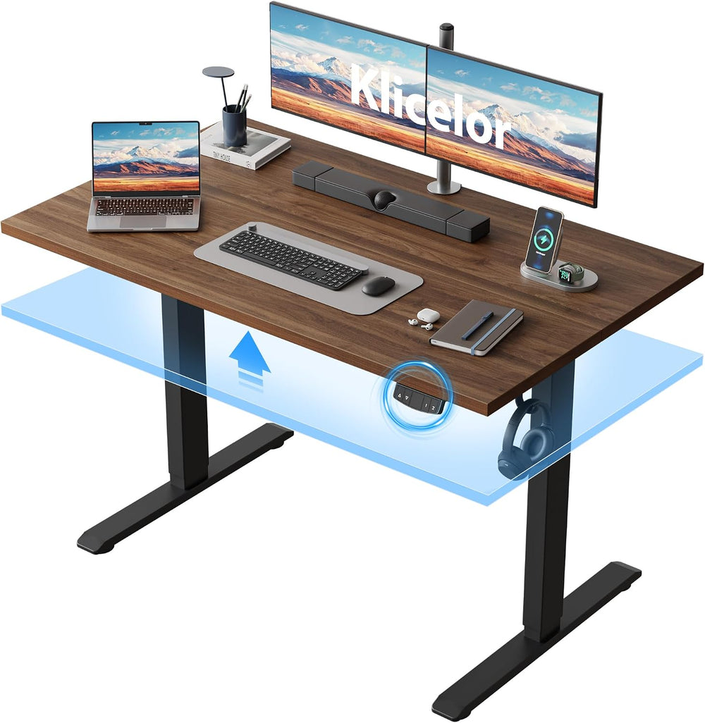 Klicelor 48 x 24" Electric Standing Desk, Height Adjustable, Dark Walnut