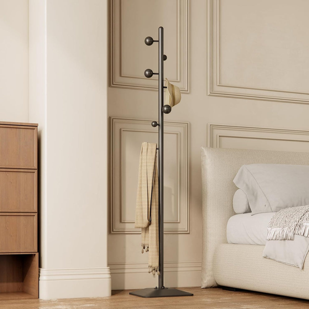 coat rack freestanding,coat rack stand with 7 Hooks and Metal Base for Bags, ...