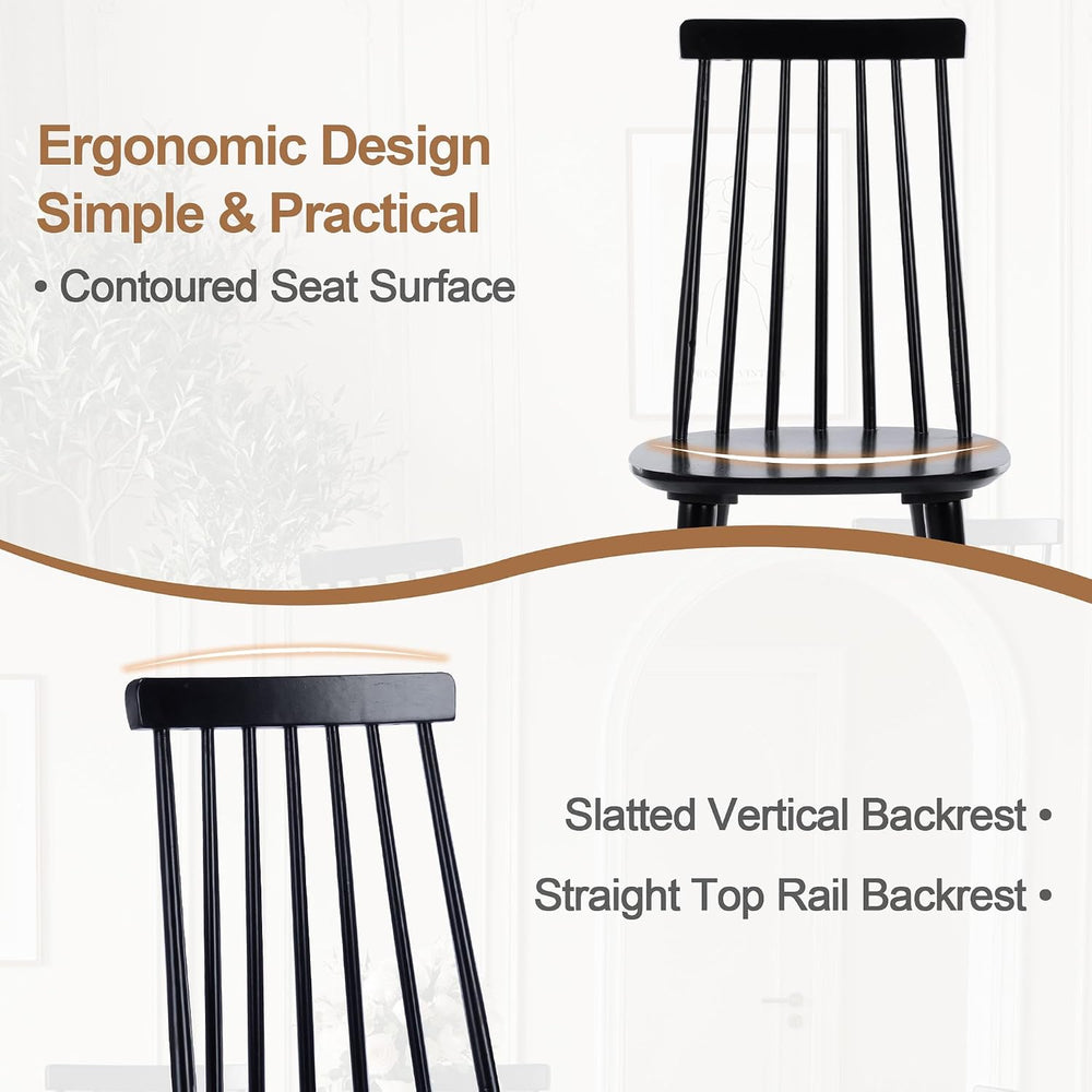 DUHOME Black Windsor Wooden Dining Chairs Set of 6