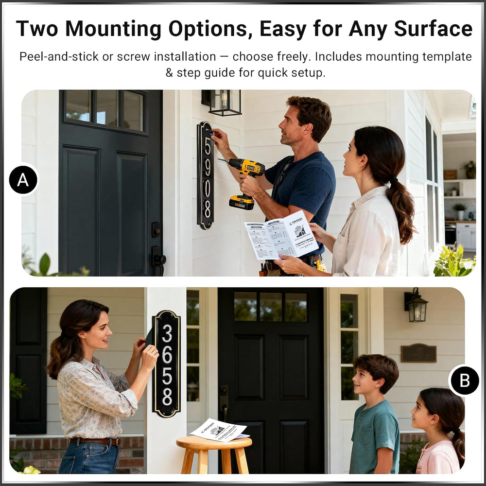 VONDERSO Address Signs for Houses, Self-Adhesive & Pre-Drilled for Easy M...