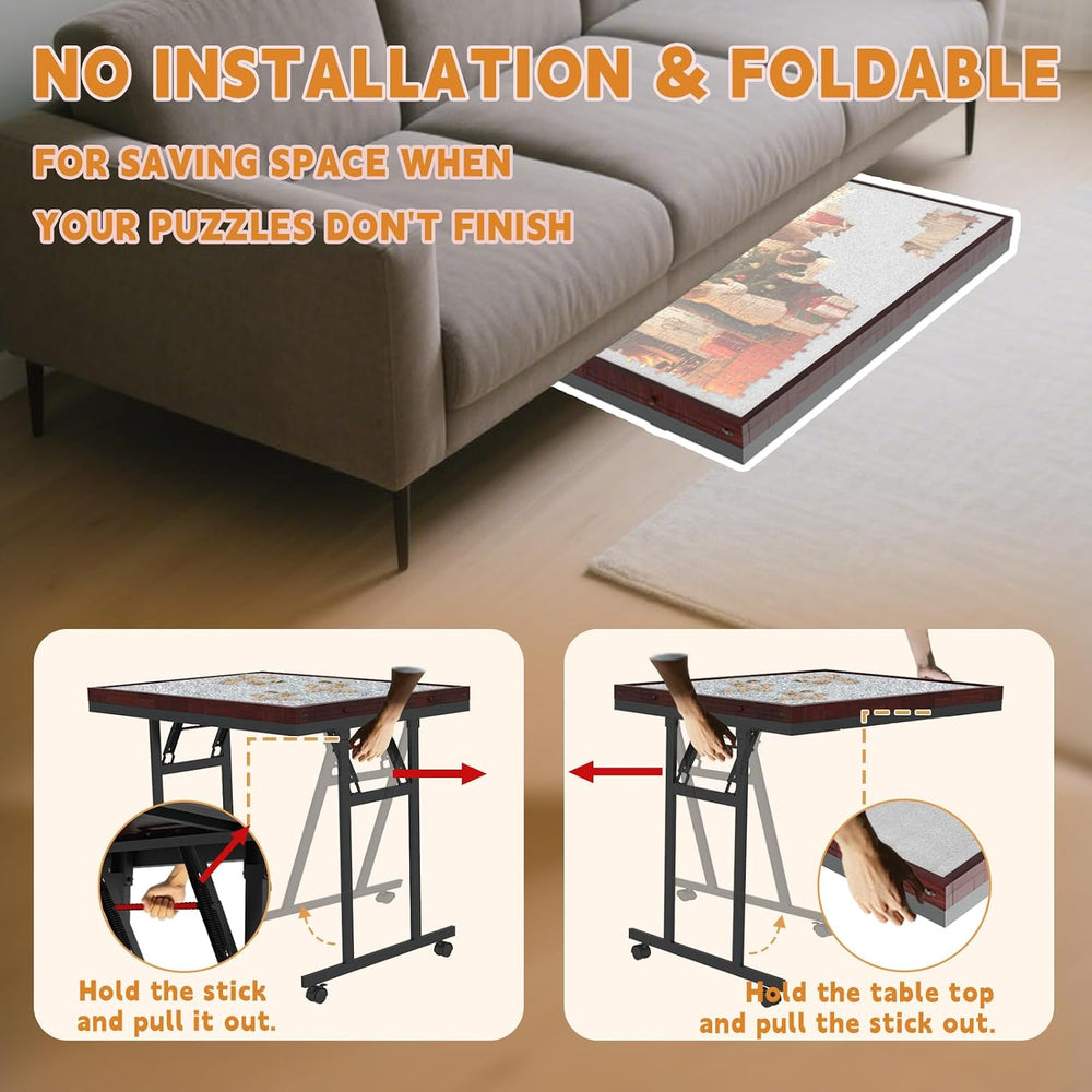 Folding Jigsaw Puzzle Table 1500 Pcs with 5 Angles, Drawers, Cover, Wheels