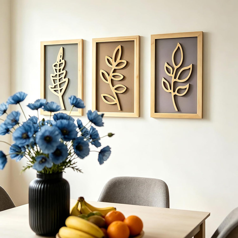 3D Framed Wall Art, Boho Wall Decor, Set of 3, Natural Wall Sculptures