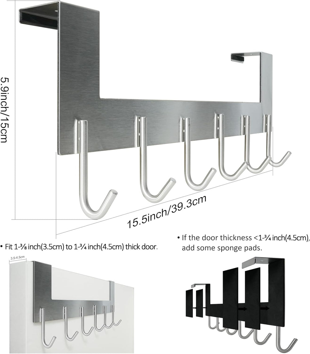 WEBI Over The Door Hooks Door Hanger,Over The Door Towel Rack with 6 Hooks fo...