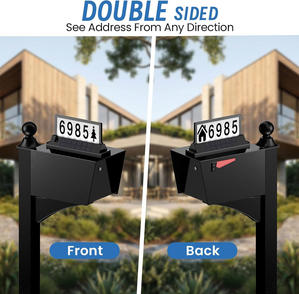 Solar Address Sign for House Numbers with Magnetic Mount & Dual-Sided LEDs