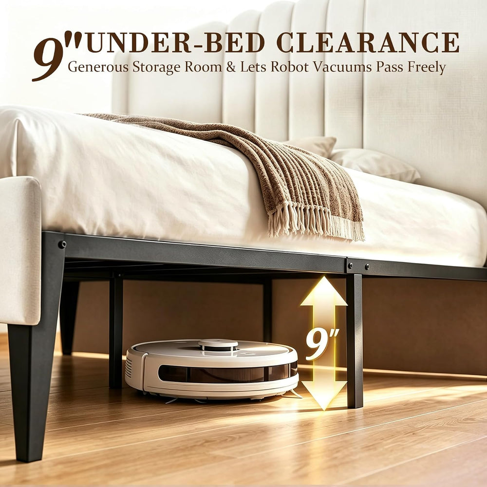 GTPLAYER Queen Platform Bed Frame with Headboard, Upholstered Wingback